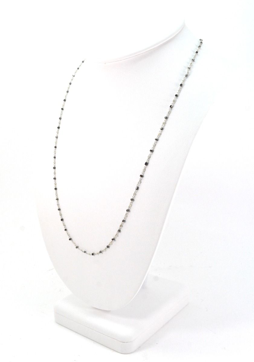 Amazingly 14k Solid Gold Necklace -Black And Grey Diamond Stone, 1.50 MM - SGGRC-169