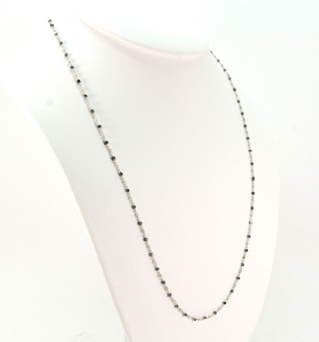 Amazingly 14k Solid Gold Necklace -Black And Grey Diamond Stone, 1.50 MM - SGGRC-169
