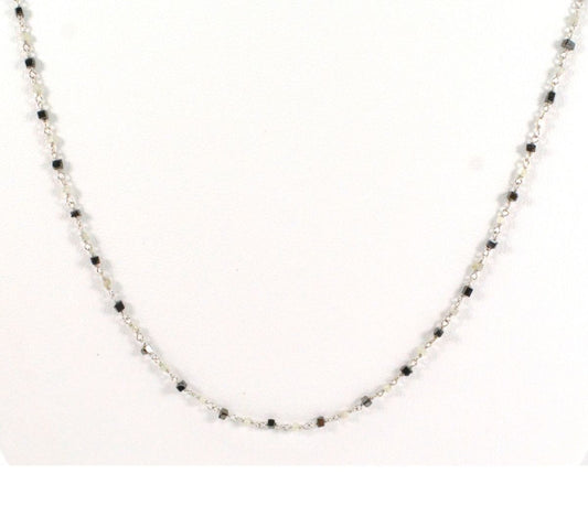 Amazingly 14k Solid Gold Necklace -Black And Grey Diamond Stone, 1.50 MM - view 3
