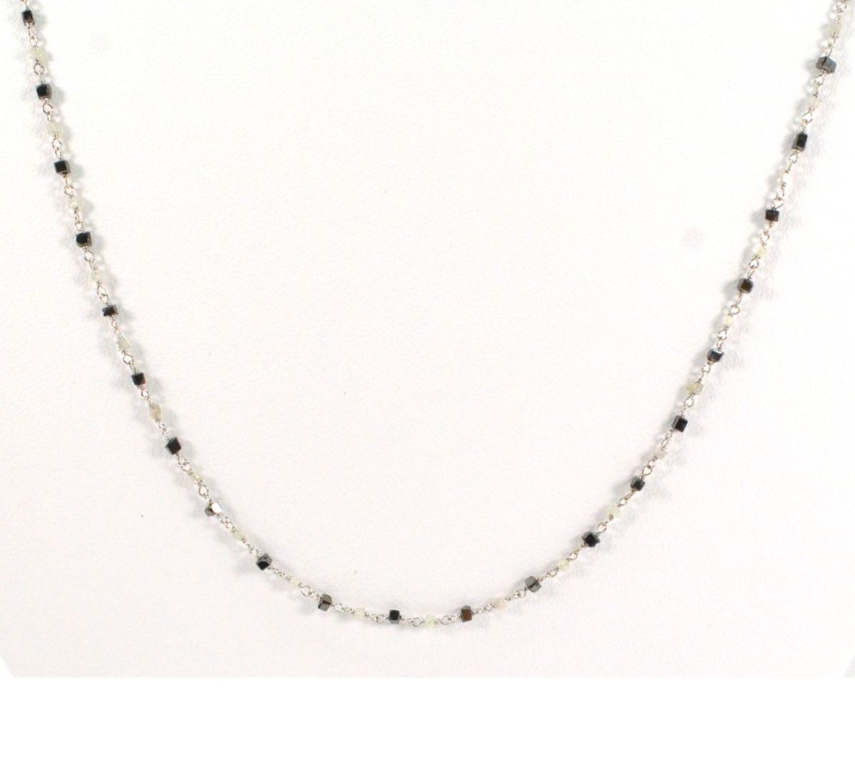 Amazingly 14k Solid Gold Necklace -Black And Grey Diamond Stone, 1.50 MM - SGGRC-169