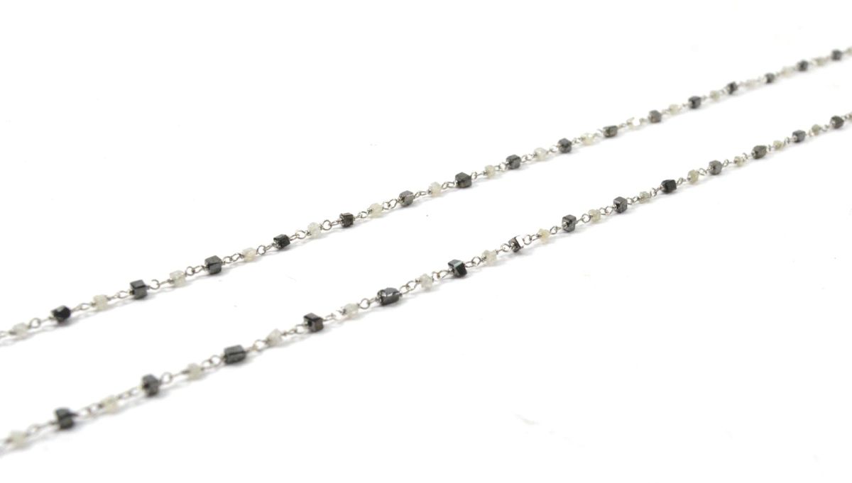 Amazingly 14k Solid Gold Necklace -Black And Grey Diamond Stone, 1.50 MM - SGGRC-169