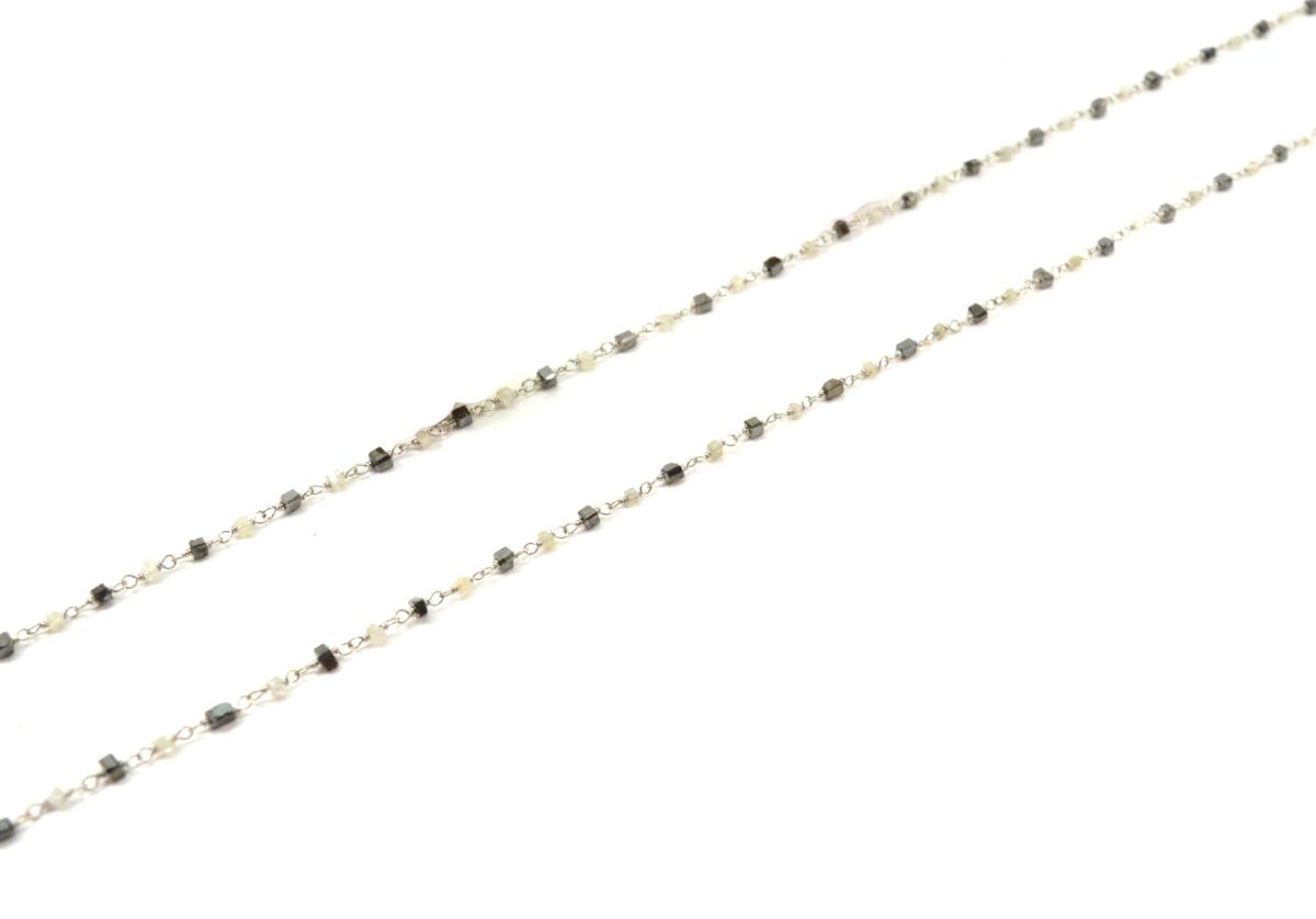 Amazingly 14k Solid Gold Necklace -Black And Grey Diamond Stone, 1.50 MM - SGGRC-169
