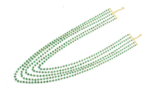 14k Solid Gold Necklace Studded With Natural Emerald Stone -3.50 - 4MM  SGGRC-170 - view 3
