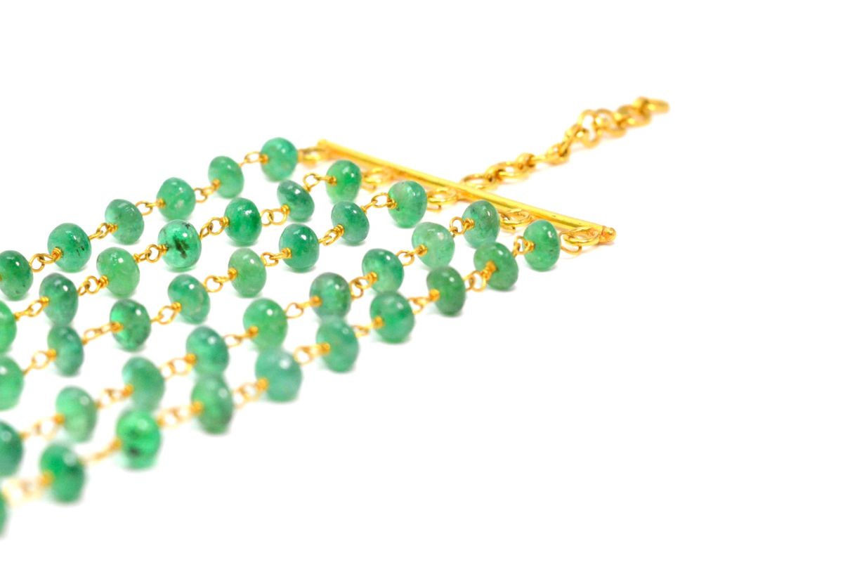 14k Solid Gold Necklace Studded With Natural Emerald Stone -3.50 - 4MM  SGGRC-170