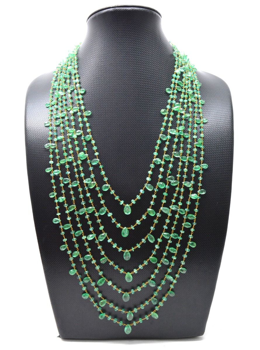 14k Solid Gold Necklace With Natural Emerald Stone -3.00 - 4MM