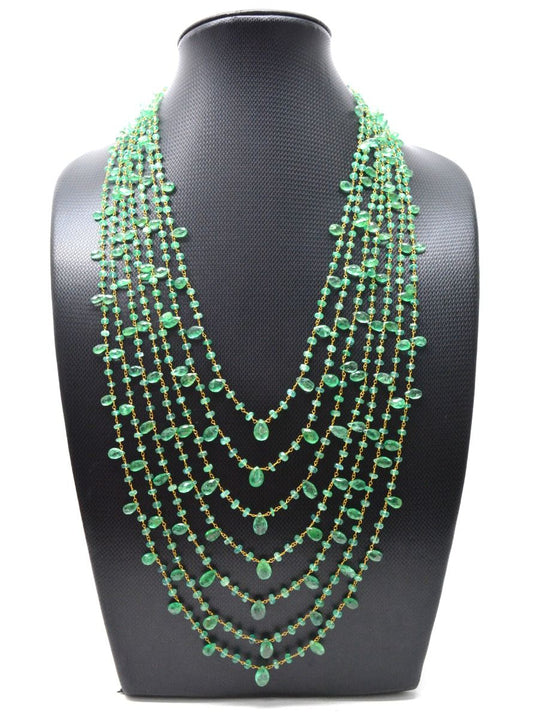 14k Solid Gold Necklace With Natural Emerald Stone -3.00 - 4MM