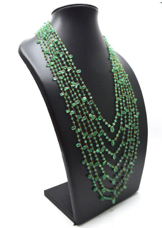 14k Solid Gold Necklace With Natural Emerald Stone -3.00 - 4MM  SGGRC-171 - view 3