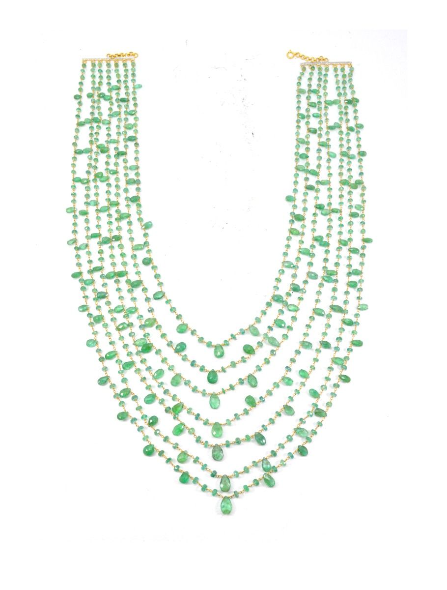 14k Solid Gold Necklace With Natural Emerald Stone -3.00 - 4MM