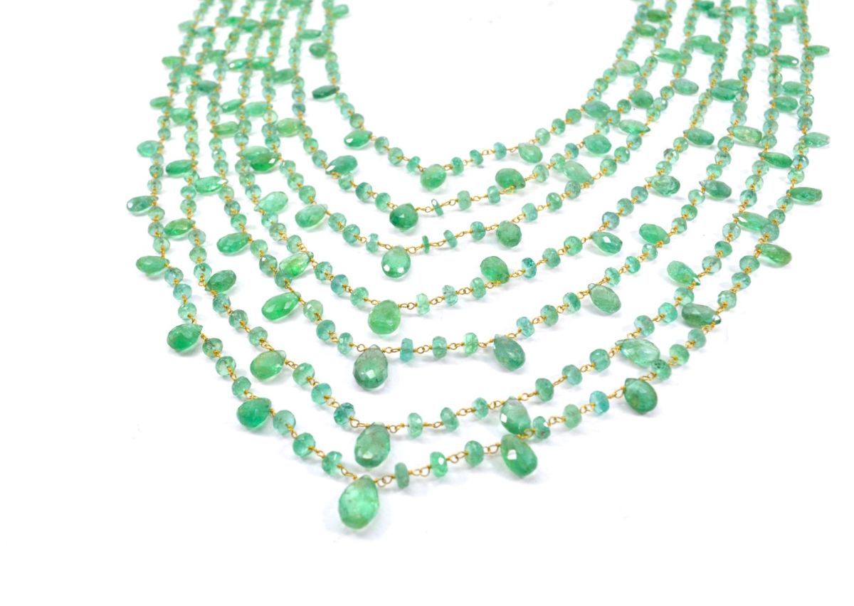 14k Solid Gold Necklace With Natural Emerald Stone -3.00 - 4MM  SGGRC-171