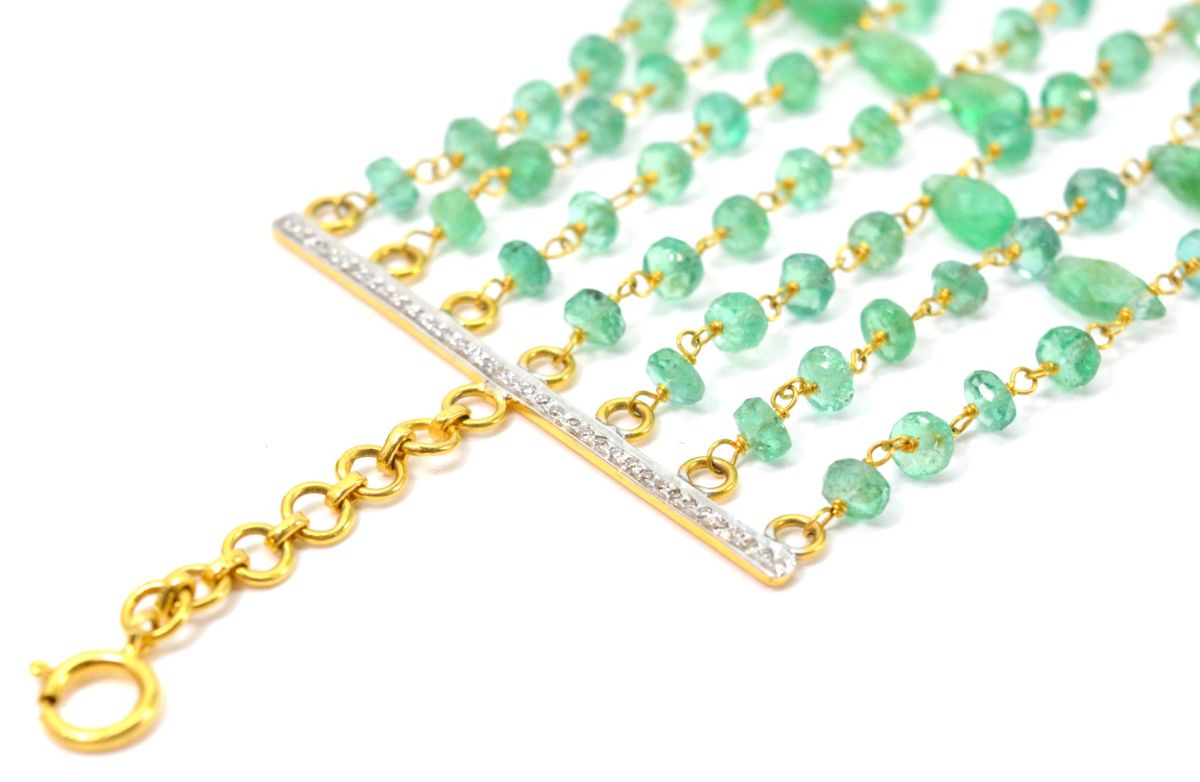 14k Solid Gold Necklace With Natural Emerald Stone -3.00 - 4MM  SGGRC-171