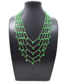 14k Solid Gold Necklace Studded With Natural Emerald Stone -3.50 - 4MM
