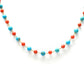 14k Solid Gold Necklace With Natural Coral and Turquoise Stone - 4 -4.5 MM