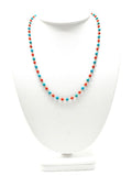 14k Solid Gold Necklace Studded With Natural Coral, Turquoise
