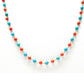 14k Solid Gold Necklace Studded With Natural Coral, Turquoise
