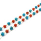 14k Solid Gold Necklace Studded With Natural Coral, Turquoise - SGGRC-175