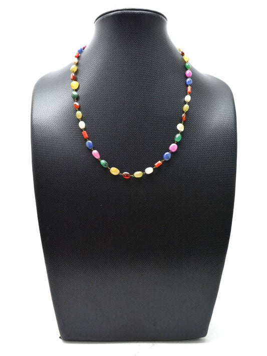 14k Solid Gold Necklace - Natural Multi Stones,  SGGRC-178 - view 3