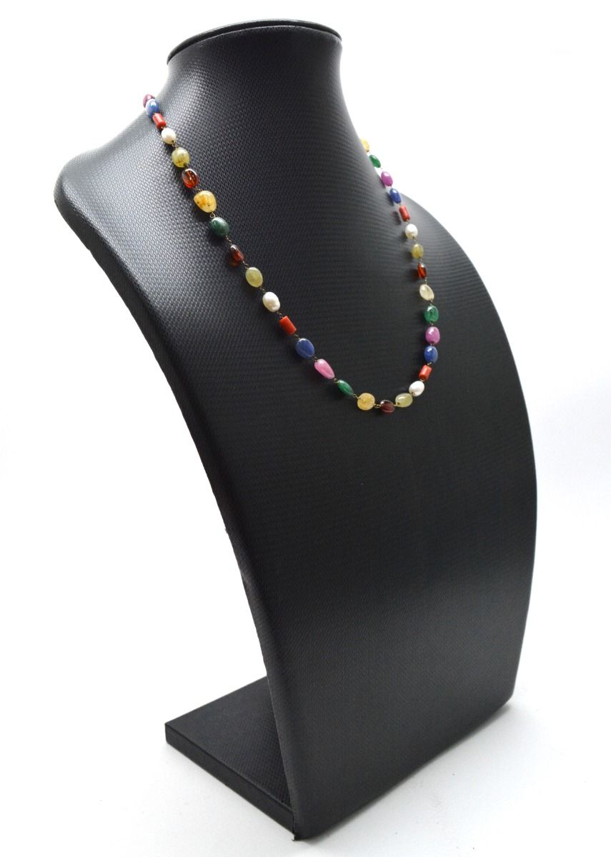 14k Solid Gold Necklace - Natural Multi Stones