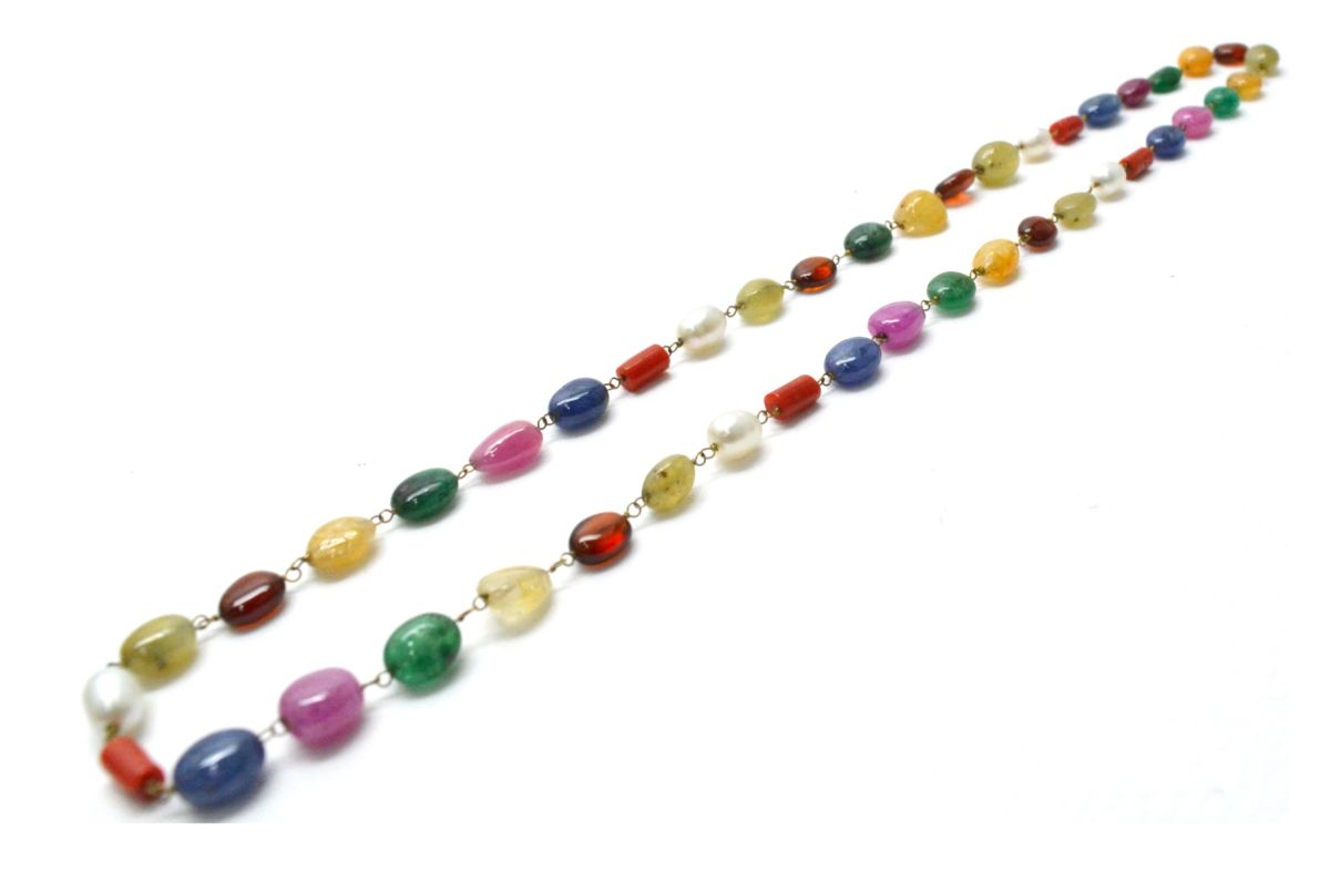 14k Solid Gold Necklace - Natural Multi Stones,  SGGRC-178