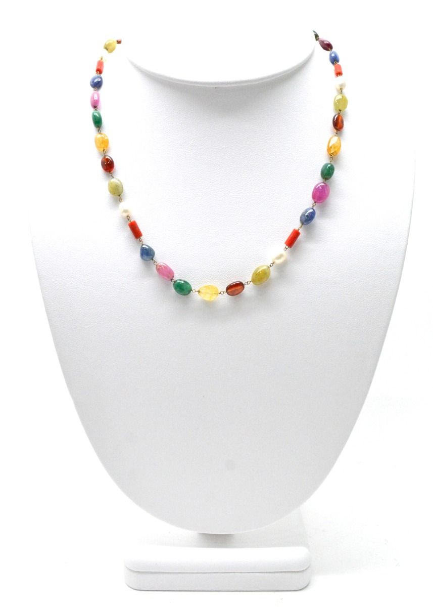 Impressive 14k Solid Gold Necklace With Multi Stone -  SGGRC-179