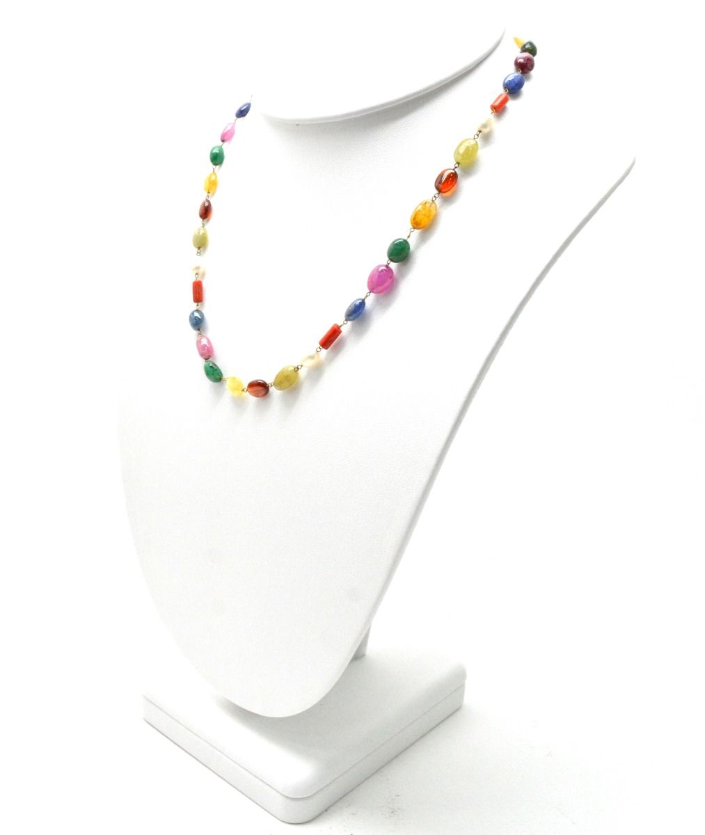 Impressive 14k Solid Gold Necklace With Multi Stone