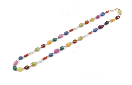 Impressive 14k Solid Gold Necklace With Multi Stone -  SGGRC-179 - view 3
