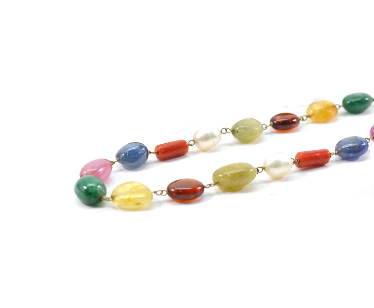 Impressive 14k Solid Gold Necklace With Multi Stone -  SGGRC-179