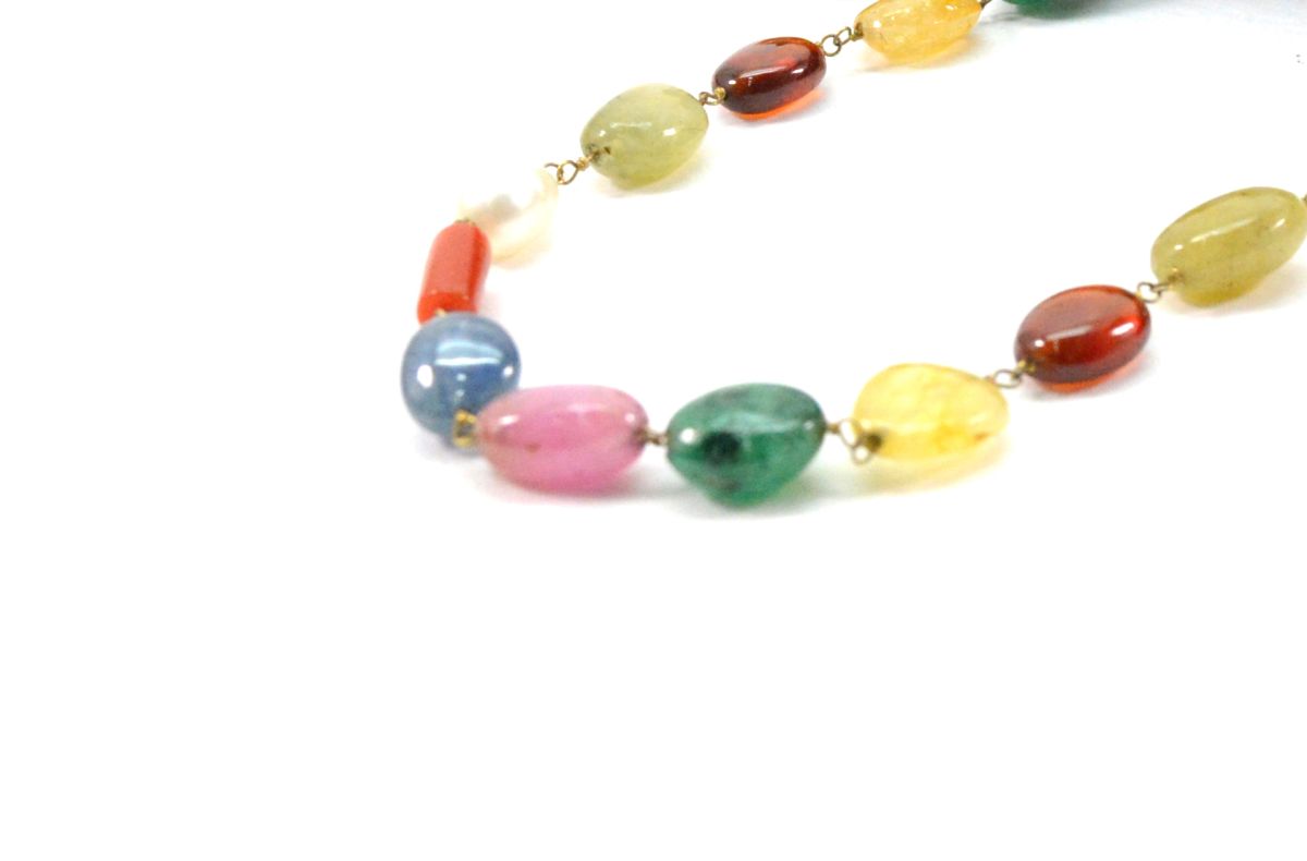 Impressive 14k Solid Gold Necklace With Multi Stone -  SGGRC-179