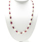 14k Solid Gold Necklace Studded With Natural Pearl And Rubelite Stone - 8X7 MM