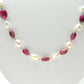 14k Solid Gold Necklace Studded With Natural Pearl And Rubelite Stone - 8X7 MM