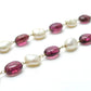 14k Solid Gold Necklace Studded With Natural Pearl And Rubelite Stone - 8X7 MM