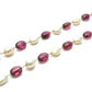 14k Solid Gold Necklace Studded With Natural Pearl And Rubelite Stone - 8X7 MM, SGGRC-180
