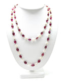 14k Solid Gold Necklace - Natural Pearl And Rubellite