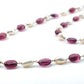 14k Solid Gold Necklace - Natural Pearl And Rubelite