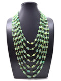 14k Solid Gold Necklace Studded With Emerald Stones , 12X10 - 15X10 MM