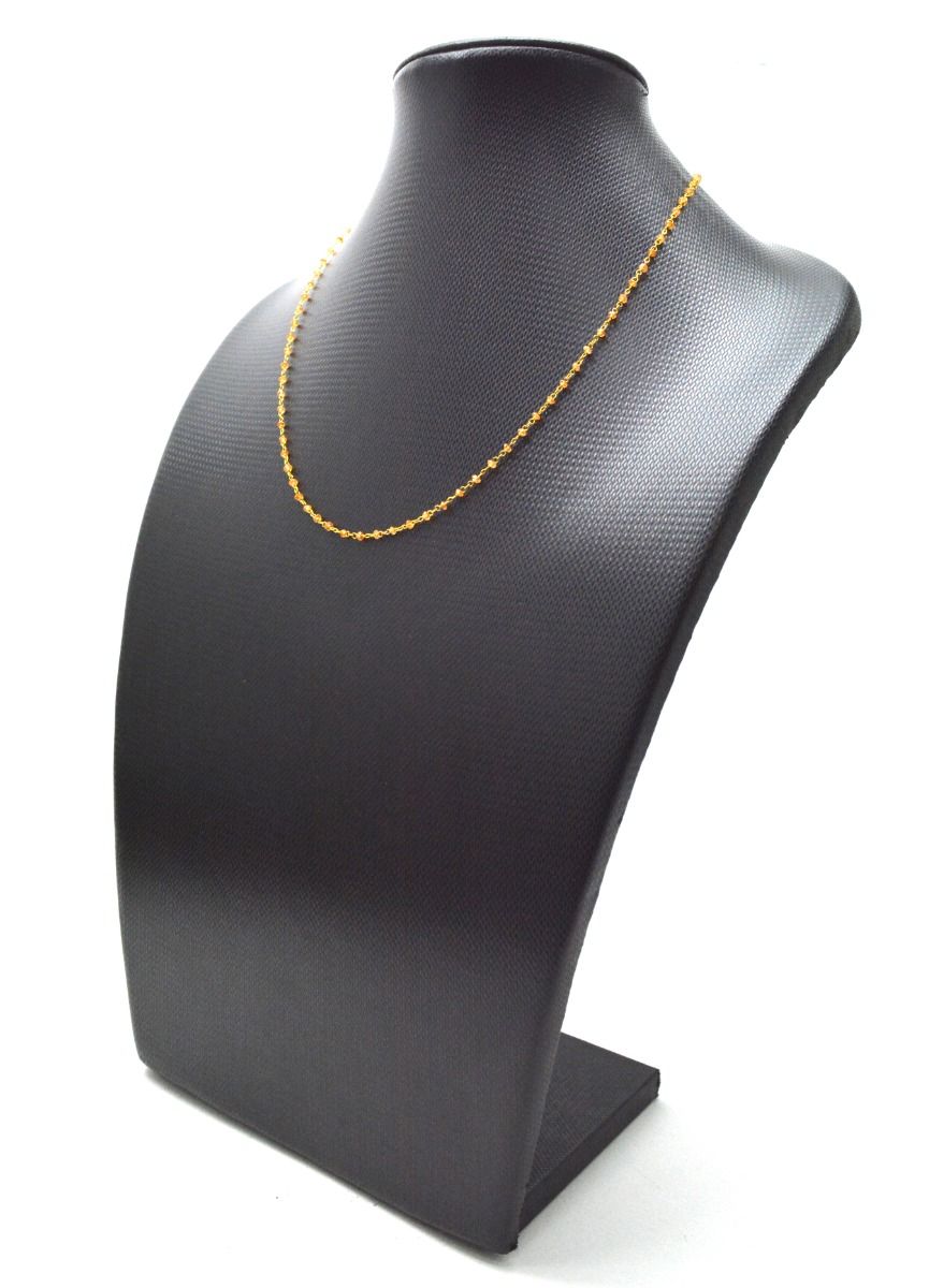 14k Solid Yellow Gold Necklace - Natural Orange Sapphire, 2mm - SGGRC-185