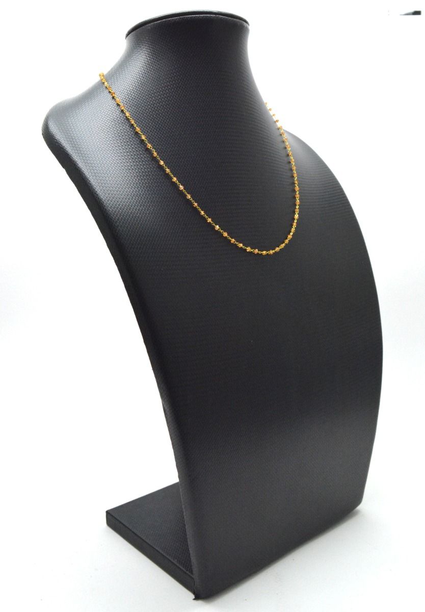 14k Solid Yellow Gold Necklace - Natural Orange Sapphire, 2mm - SGGRC-185