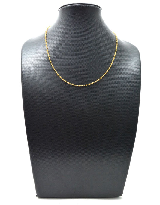 14k Solid Gold Necklace Studded With Orange Sapphire Stone - 2MM