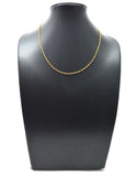 14k Solid Gold Necklace Studded With Orange Sapphire Stone - 2MM