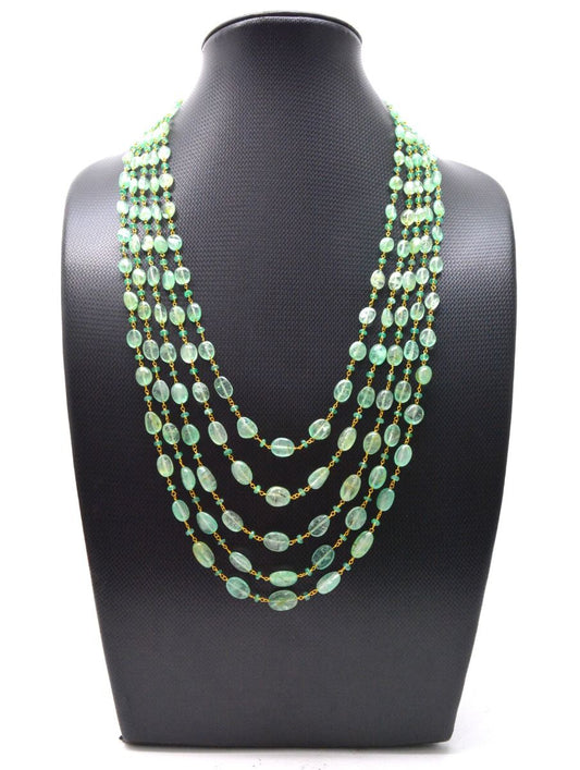 14k Solid Gold Necklace - Natural Emerald Stones