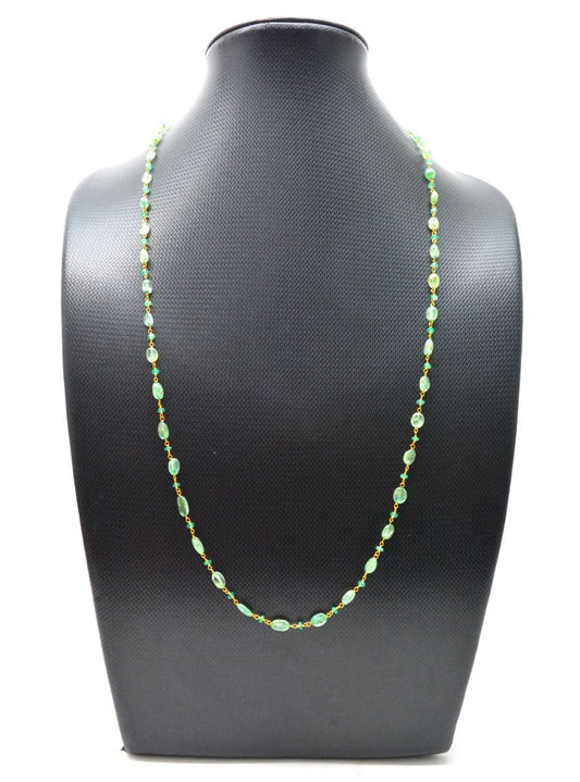 14k Solid Gold Necklace Studded With Natural Emerald Stone - 6.00x4.50mm