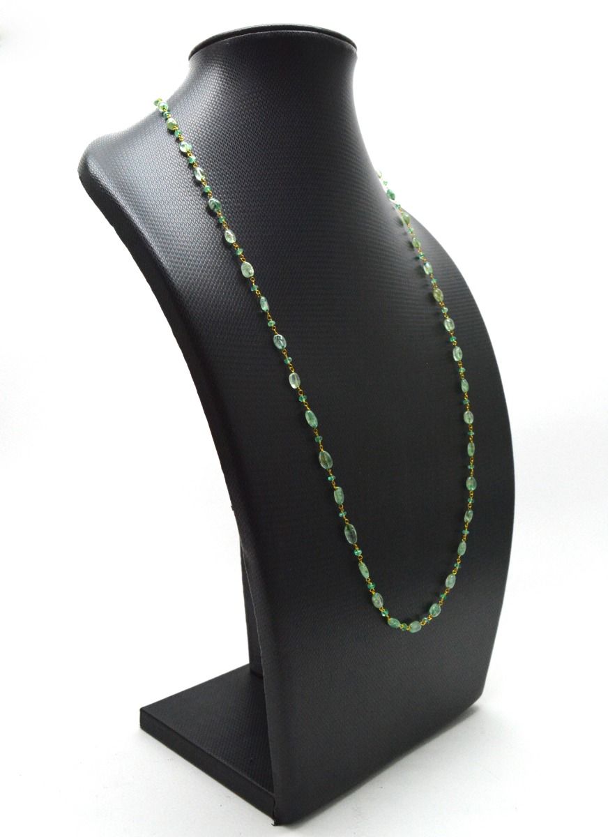 14k Solid Gold Necklace Studded With Natural Emerald Stone - 6.00x4.50mm