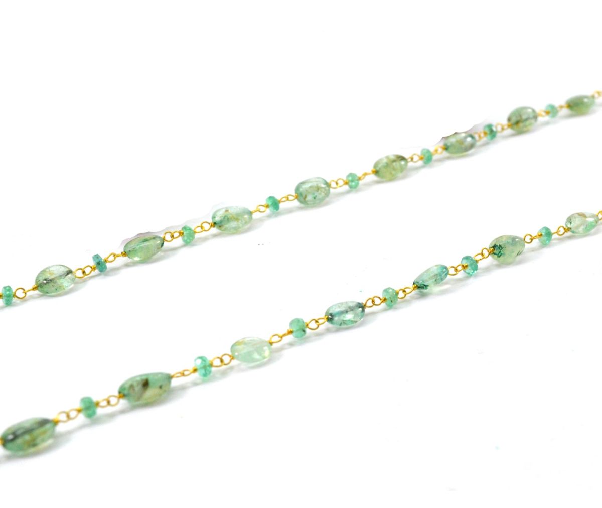 14k Solid Gold Necklace Studded With Natural Emerald Stone - 6.00x4.50mm