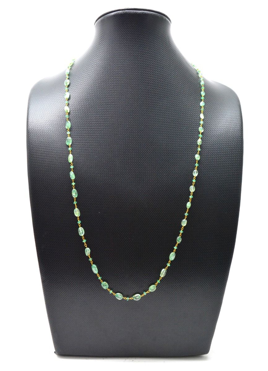 14k Solid Gold Necklace Studded With Natural Pearl And Rubelite Stone - 8X7 MM, SGGRC-192