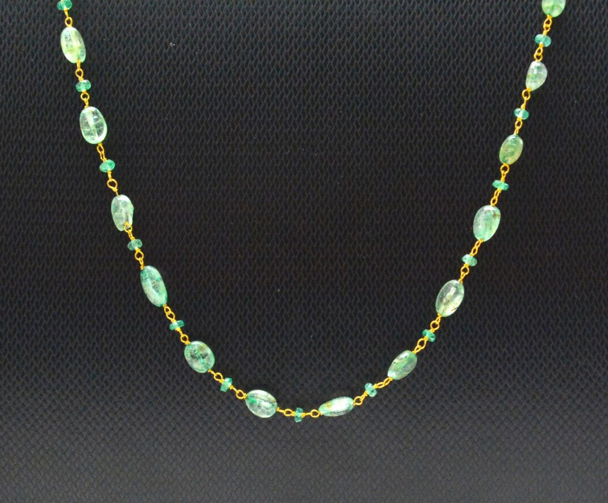 14k Solid Gold Necklace Studded With Natural Pearl And Rubelite Stone - 8X7 MM, SGGRC-192