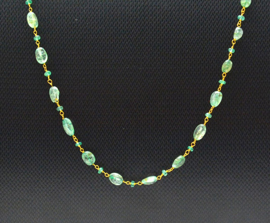 14k Solid Gold Necklace Studded With Natural Pearl And Rubelite Stone - 8X7 MM, SGGRC-192