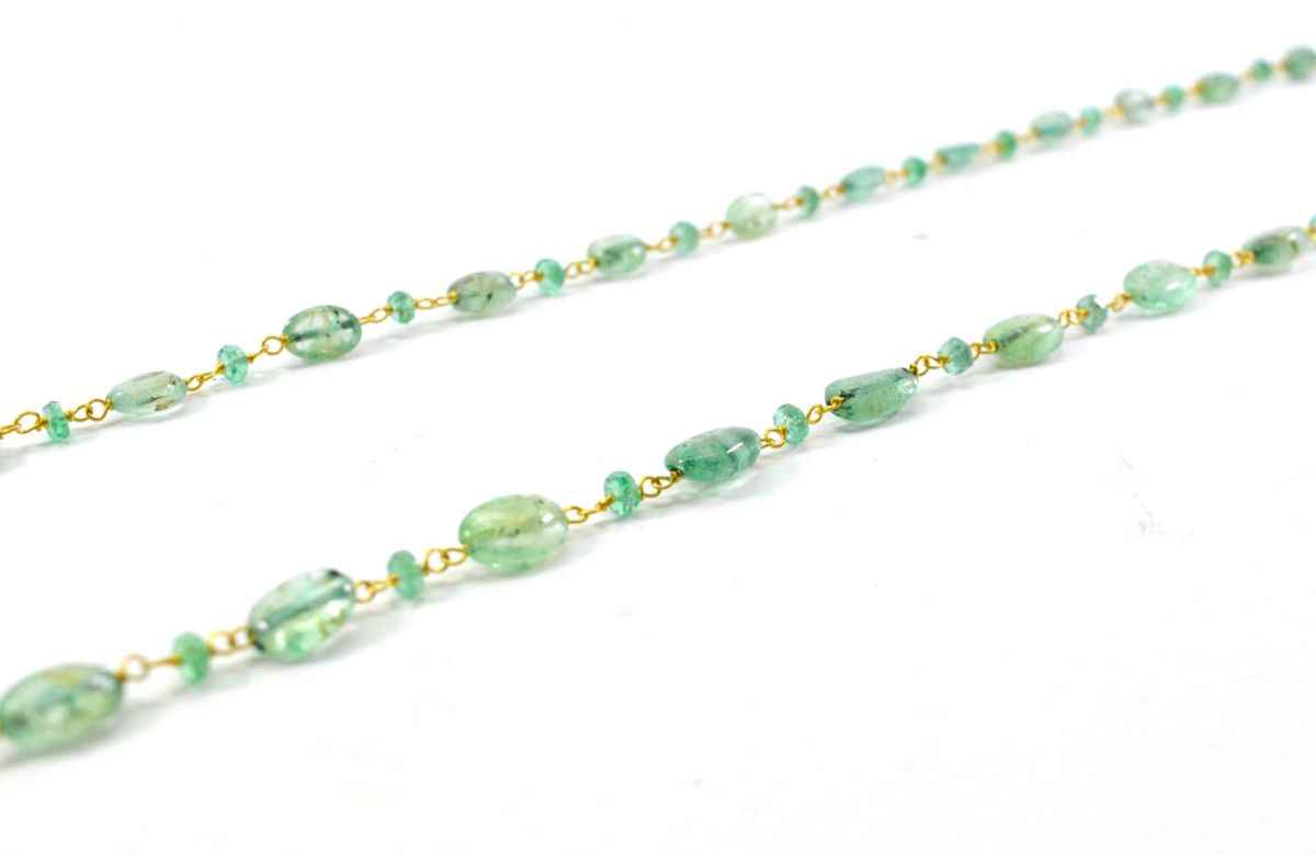 14k Solid Gold Necklace Studded With Natural Pearl And Rubelite Stone - 8X7 MM, SGGRC-192