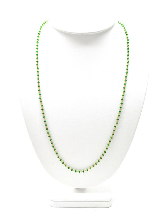 14k Solid Gold Necklace With Natural Tsavorite Stone