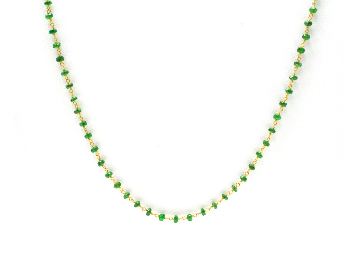 14k Solid Gold Necklace With Natural Tsavorite Stone