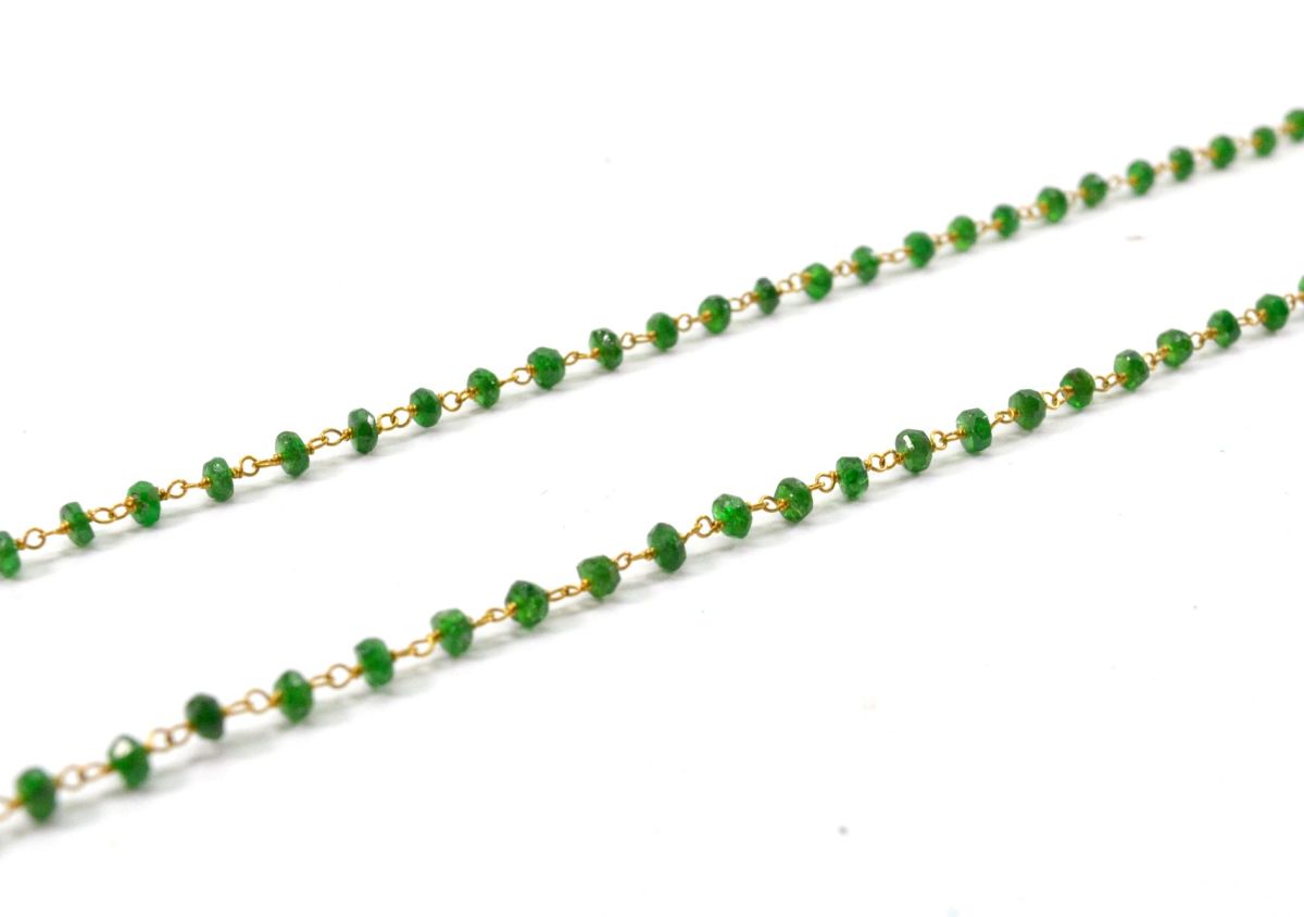 14k Solid Gold Necklace With Natural Tsavorite Stone - SGGRC-194