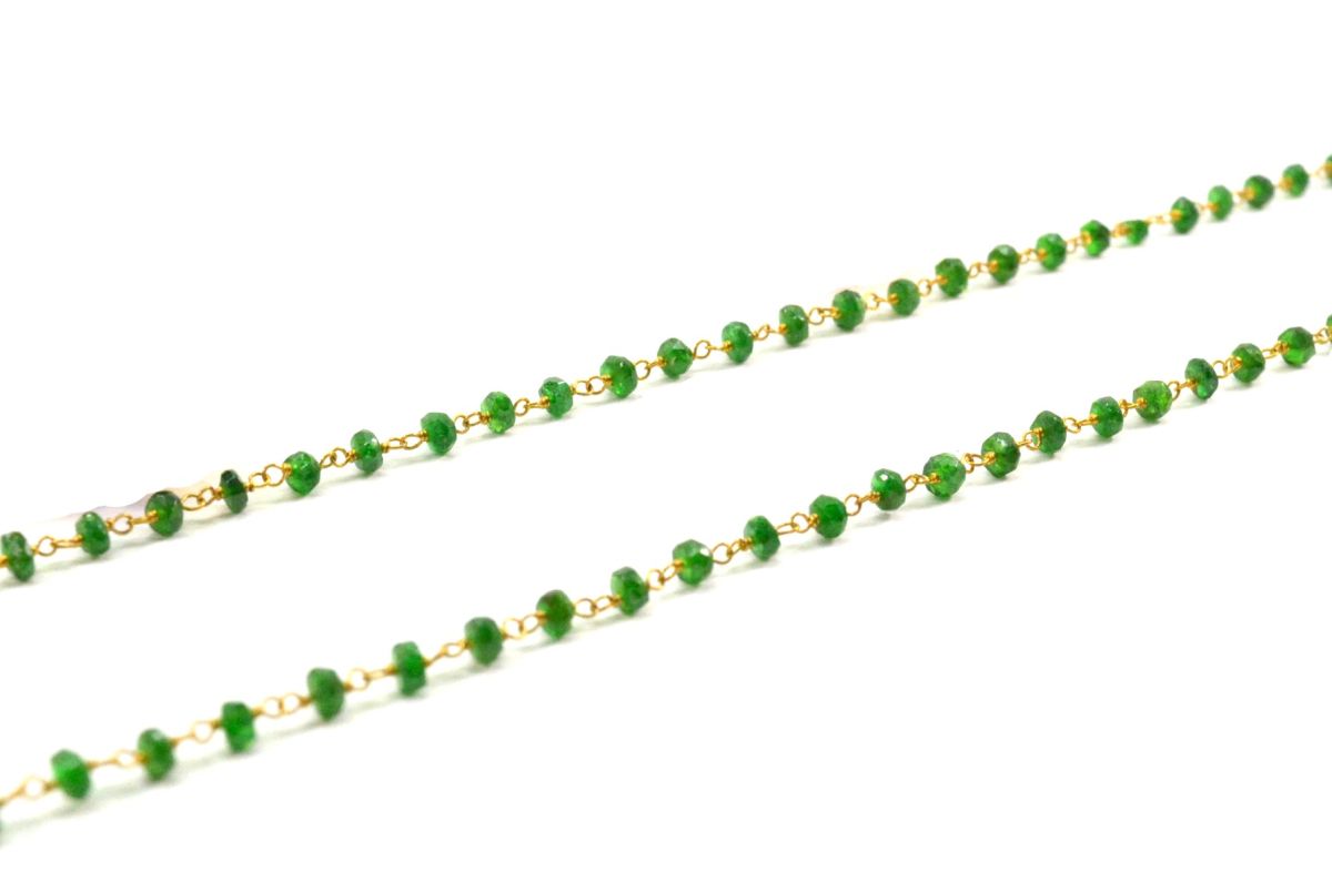 14k Solid Gold Necklace With Natural Tsavorite Stone - SGGRC-194